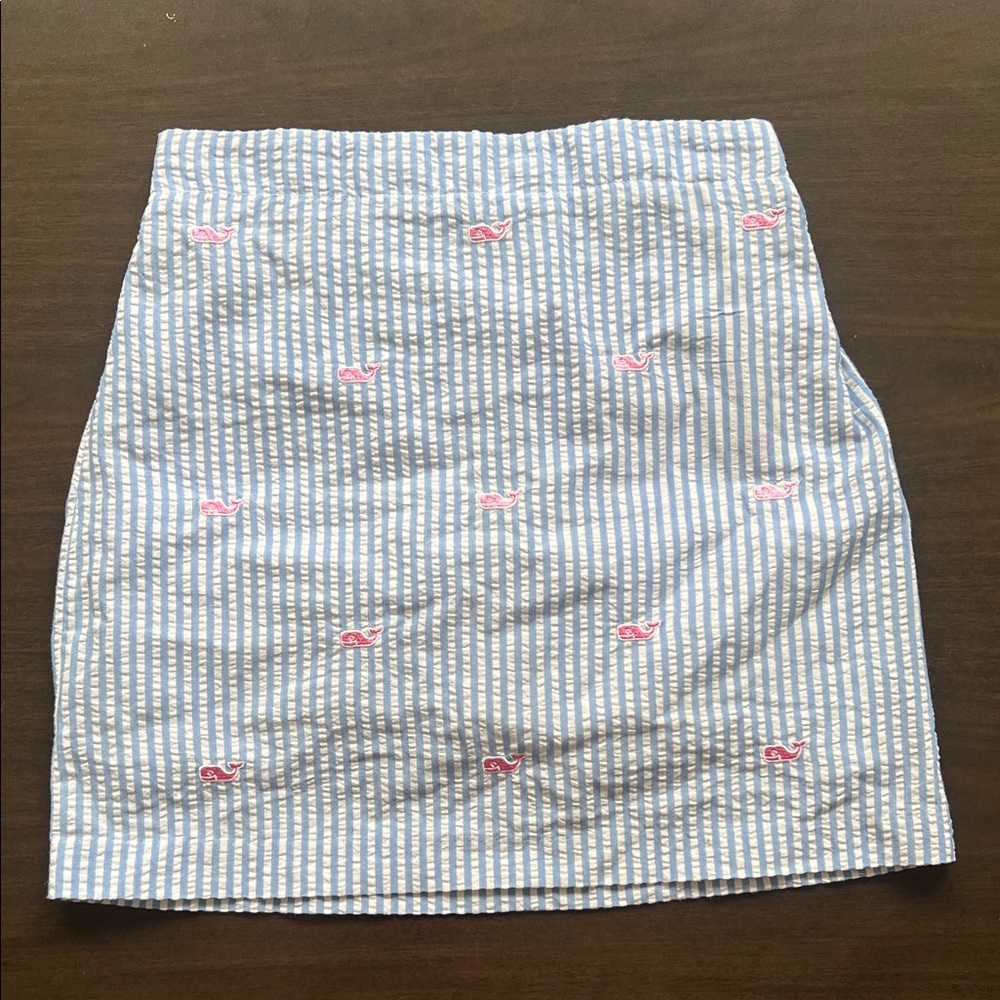 Vineyard Vines Seersucker Whale Skirt | Girls Size S (7–8) 🐳💙